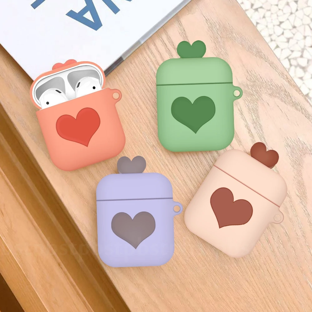 Love Heart чехол из ТПУ для Apple Airpods 2 Чехол Ультра тонкий беспроводной Bluetooth чехол для наушников Чехол Для Air Pods защитный корпус