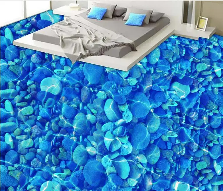 Self Adhesive Wall paper River pebbles Floor Tile Vinyl Wallpaper