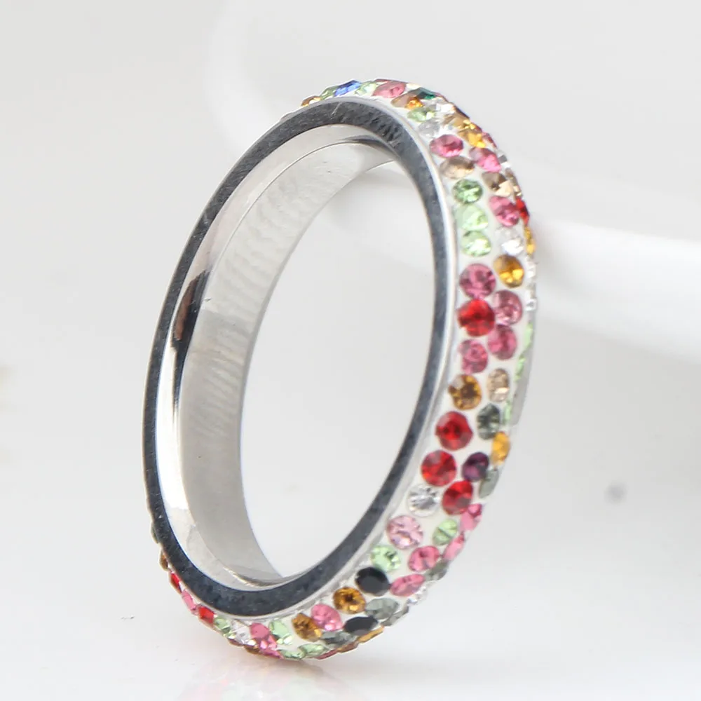 Стразы, многоцветное обручальное кольцо с кристаллами, нержавеющая сталь, модные ювелирные изделия для женщин, подарок