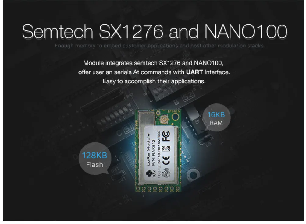 RAK812 низкая Мощность LoRaWAN модуль Комплексная TCXO Uart Беспроводной сетевой модуль 433/470 мГц LWPA IOT Plarform SX1276 NaNO100 q145