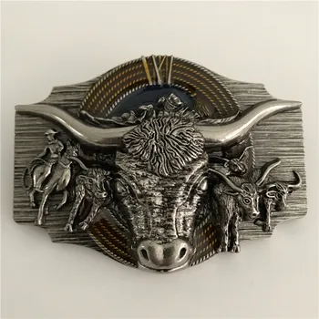 

Retail New High Quality Cool Silver Bull Head Cowboys Belt Buckle With 96*73mm Metal Fashion Men Buckles Fit 4cm Wideth Belt