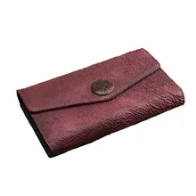 100% Cow Leather wallet for women Long designer drew-string wallet holder women leather genuine purse free shipping