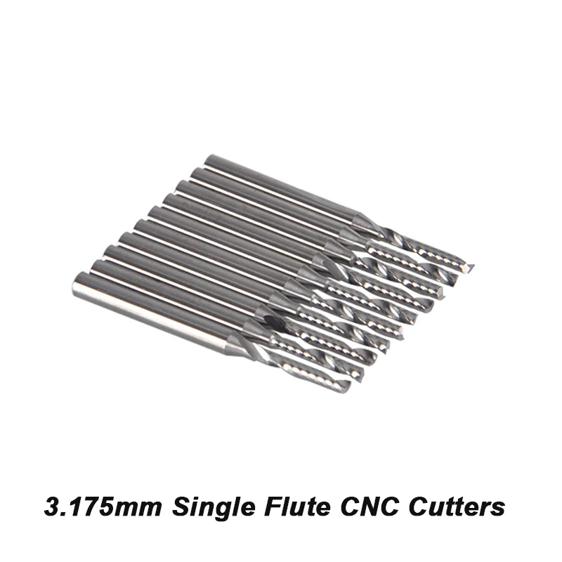 

10pcs/lot 3.175MM Single Flute Cutter Carbide End Mill CNC Milling Cutter One Flute Spiral End Mill Router Bit Tools