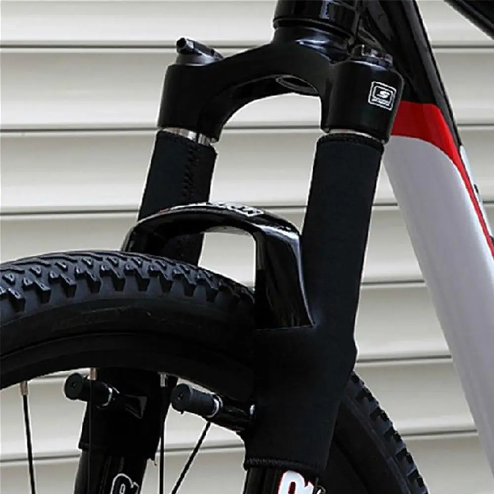 

2Pc Cycling Bike protector pad Bicycle Front Fork Protector Pad Black Wrap Cover Set Front Fork Wrap Cover Velcro design