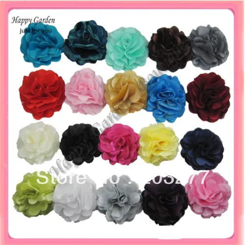 Wholesale 24pcs/Lot Women Corsage Fabric Flwowers 3'' Satin Mesh Silk Flowers Without Hair Clip  Accessory   Free Shipping