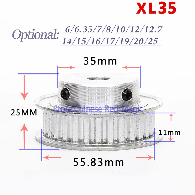 XL35-35tooth-XL36-36tooth-Timing-Pulley-Aluminum-3D-Printer-Parts-XL-teeth-Bore-Width-11mm-Synchronous