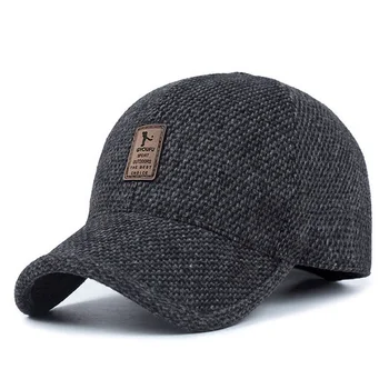 

Woolen Knitted Design Winter Baseball Cap Men Thicken Warm Hats with Earflaps korean hat camouflage dad cap dodgers baseball