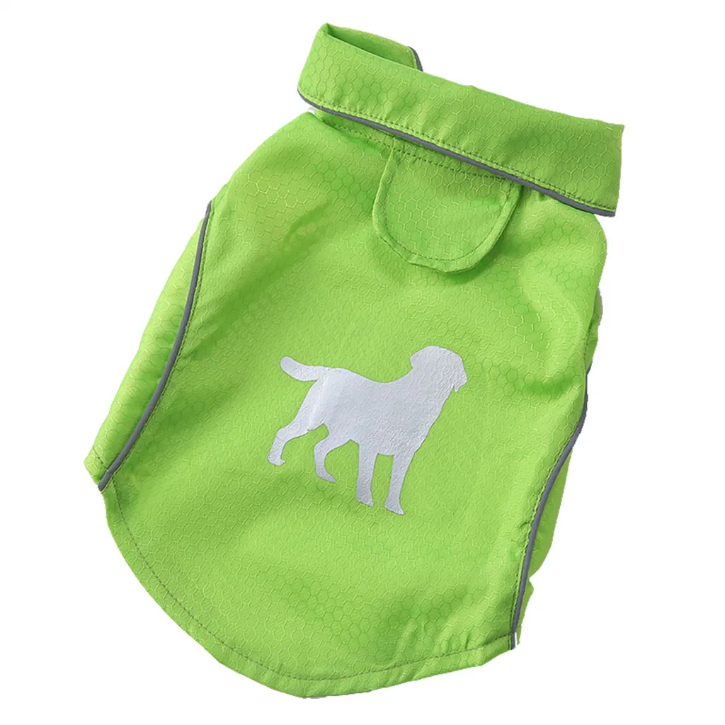 Плащ для собак, домашних животных, одежда для собак и кошек, водонепроницаемая флюоресцентная печать, куртка, двухслойная Светоотражающая полоса, ветрозащитный плащ, 14 мая - Цвет: Green