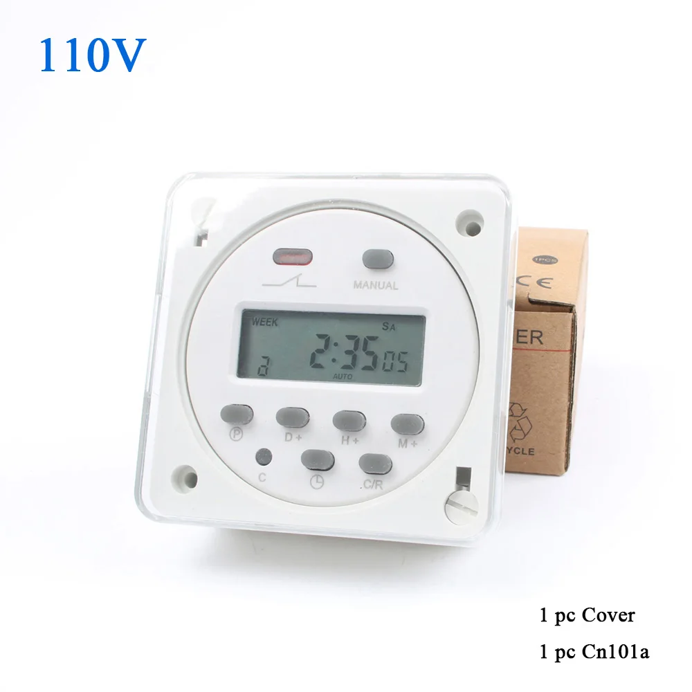CN101A AC 220 В 230 в 240 В 8A до 16A реле времени таймер 10A CN101 цифровой ЖК-дисплей питание Еженедельный программируемый с защитной крышкой - Цвет: 110V