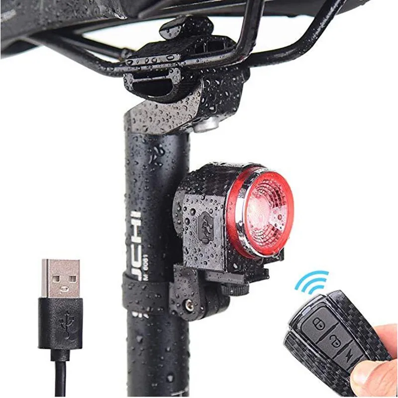 

Bike Taillight USB Rechargeable Bicycle Rear Light Intelligent Anti-theft Alarm Bicycle Light MTB Road Bike Safety Warning Light