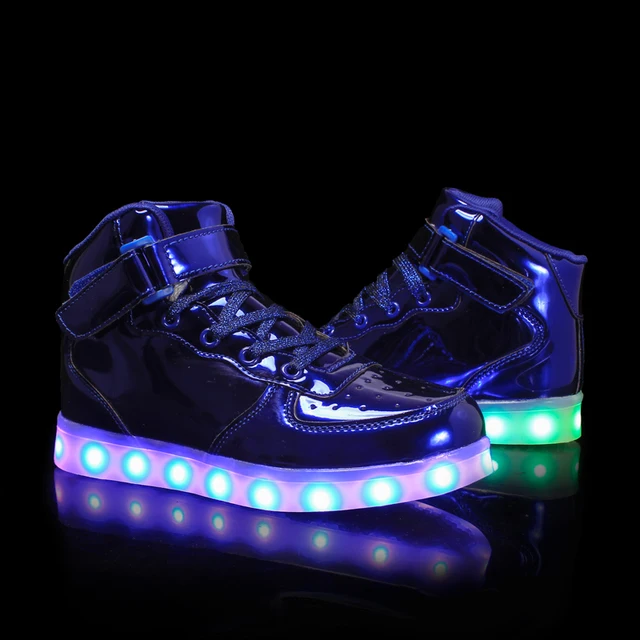 Zapatillas de deporte para niños de tamaño 25-37, brillantes, con carga Usb, zapatos luminosos a la moda con bucle de gancho para niñas y niños, zapatillas deportivas con luz - Imagen 2