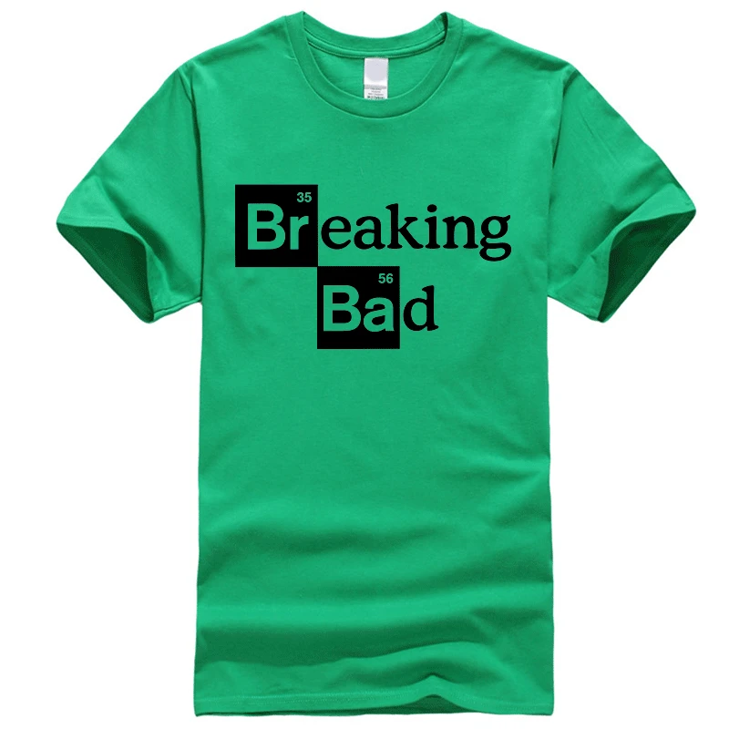Мужские футболки высокого качества для отдыха, хлопковые топы с круглым вырезом Heisenberg, мужской топ с коротким рукавом, Повседневная футболка с принтом «Breaking Bad» для мужчин - Цвет: Green 1