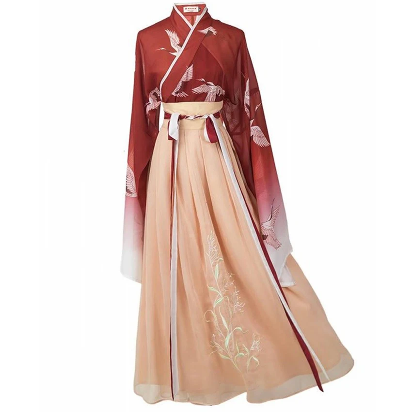 Журавль ханьфу, Древний китайский костюм для женщин, винтажный данасти, сказочная принцесса, косплей, народное платье, танцевальный костюм, праздничная одежда