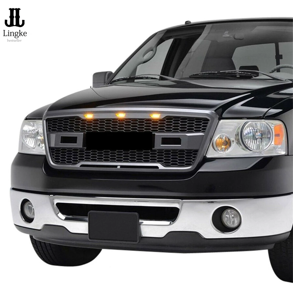 ABS передняя решетка решетки с F R светодиодный Lingts для Ford F150 Raptor стиль 2004 2005 2006 2007