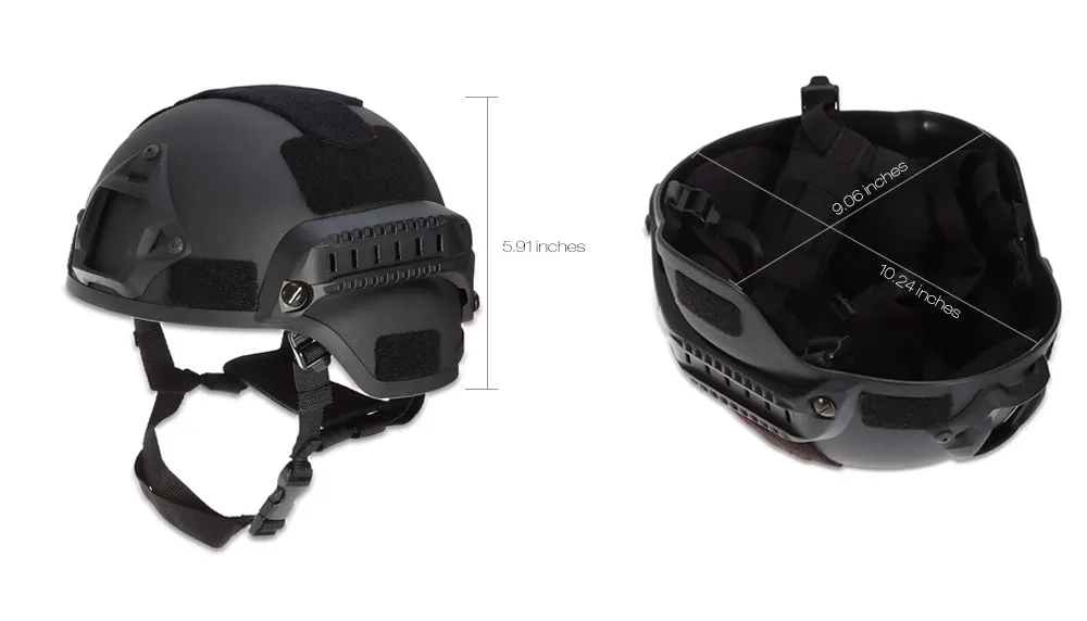 JJW Tactical Helmet Airsoft Gear Paintball Head Protector with Night Vision Sport Camera Mount