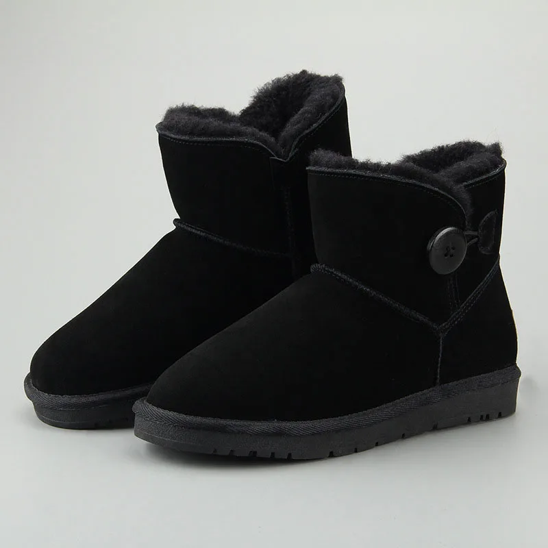 Повседневные Классические детские зимние сапоги из натуральной кожи с эффектом потертости; теплая зимняя обувь для мальчиков и девочек - Цвет: Z3352 Black
