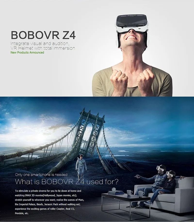 Очки виртуальной реальности BOBOVR Z4 мини очки виртуальной реальности VR очки 2,0 3d очки виртуальной реальности vr шлем картон bobo vr z4 VR гарнитура для 4,3-6,0 дюймовых смартфонов