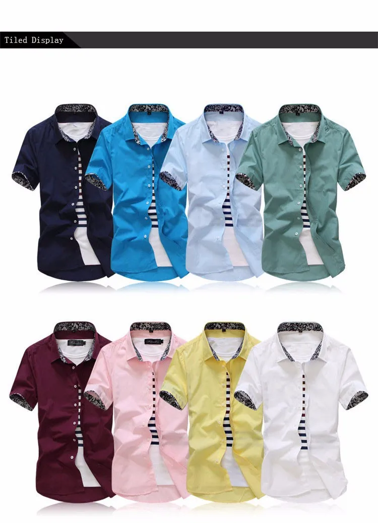 2016 Новинка брендовые летние Для мужчин s Мужская классическая рубашка короткий рукав Повседневная рубашка Для мужчин Slim Fit дизайн