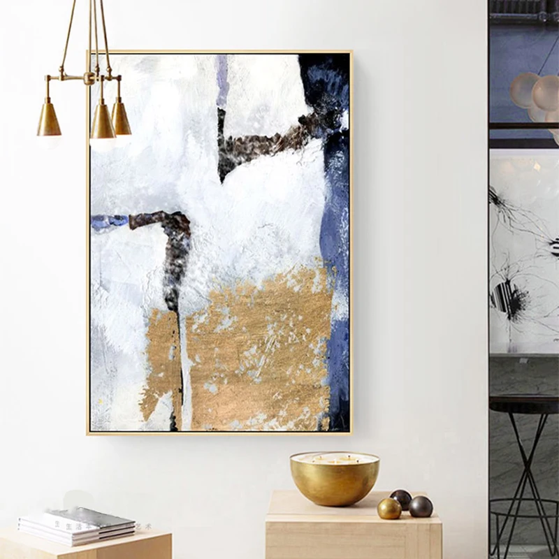 Gold art canvas paintings Abstract decoration painting wall picture for living room home hallway decor acrylic quadros | Дом и сад