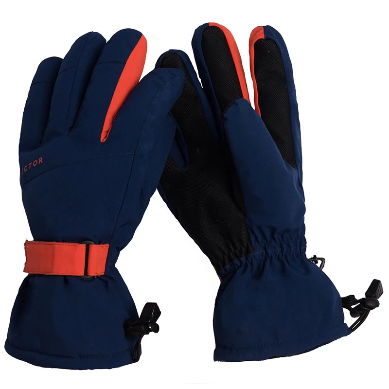 Лыжные перчатки Экстра толстые зимние спортивные сноуборд синтетический утеплитель теплые водонепроницаемые ветрозащитные лыжные мужские уличные с принтом - Цвет: Черный