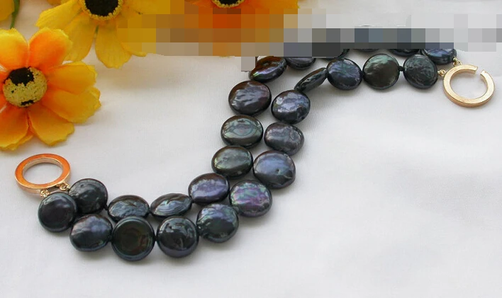 

FREE SHIPPING>>>@@ > 09561 2row black round freshwater pearl bracelet