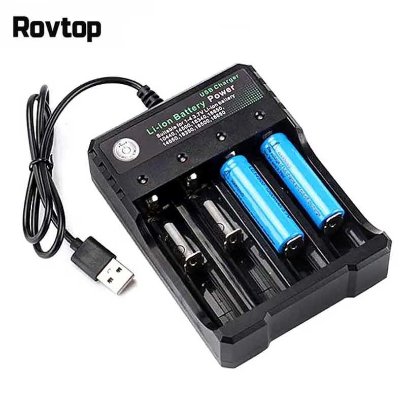 Rovtop 18650 зарядное устройство Черный 2 слота переменного тока 110 В 220 В двойной для 18650 зарядки 3,7 в перезаряжаемая литиевая батарея