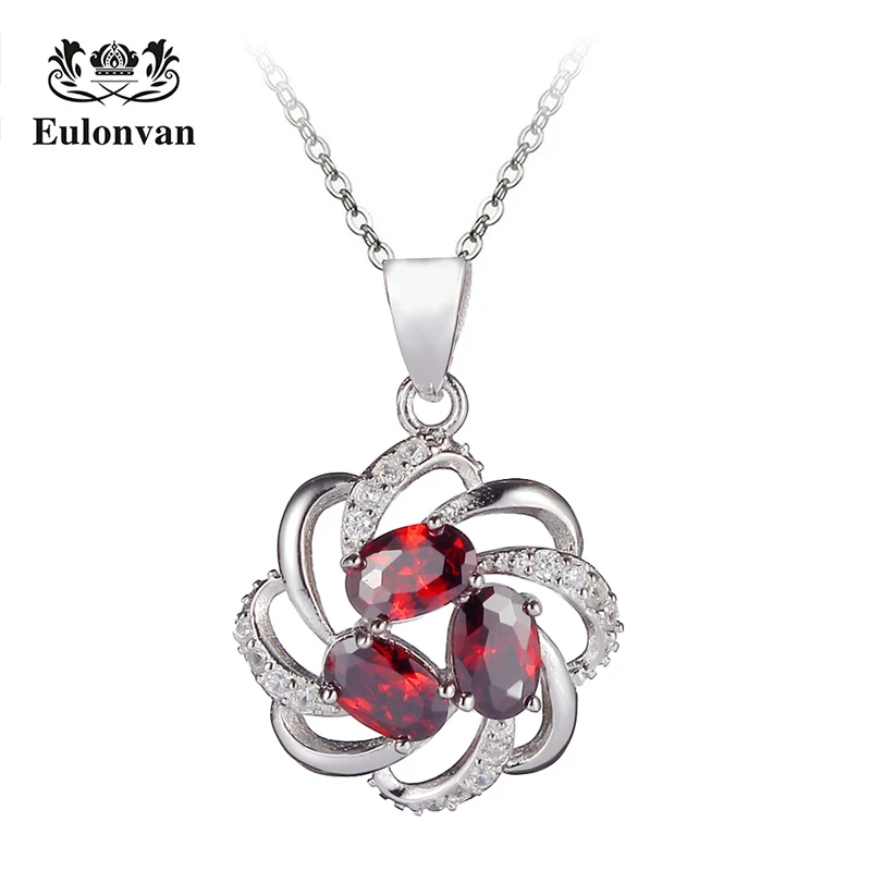 

Eulonvan Casual Choker Pendant Chain Women Necklace 925 Sterling Silver Red Cubic Zirconia Jewelry Accessories kolye Colar S3734