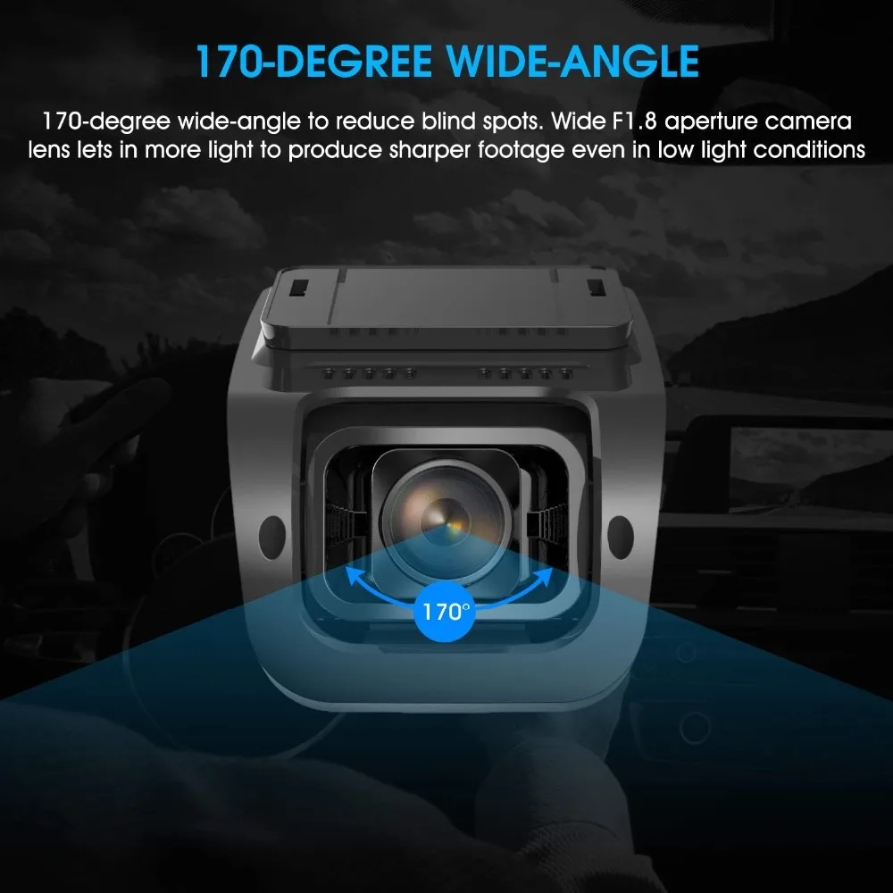 Dash Cam Pruveeo 112GW FHD 1080 P, встроенный WiFi gps, Dash камера для автомобиля с сенсором sony 170 градусов широкоугольный 2,4 дюймовый ЖК-дисплей