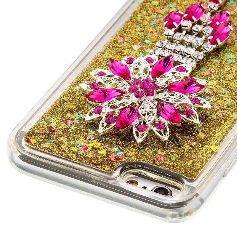 Bling Снег Жемчужина Металл Кристалл Алмаза Жидкий Песок плывун Для iPhone 7 плюс 6 S 5 5S