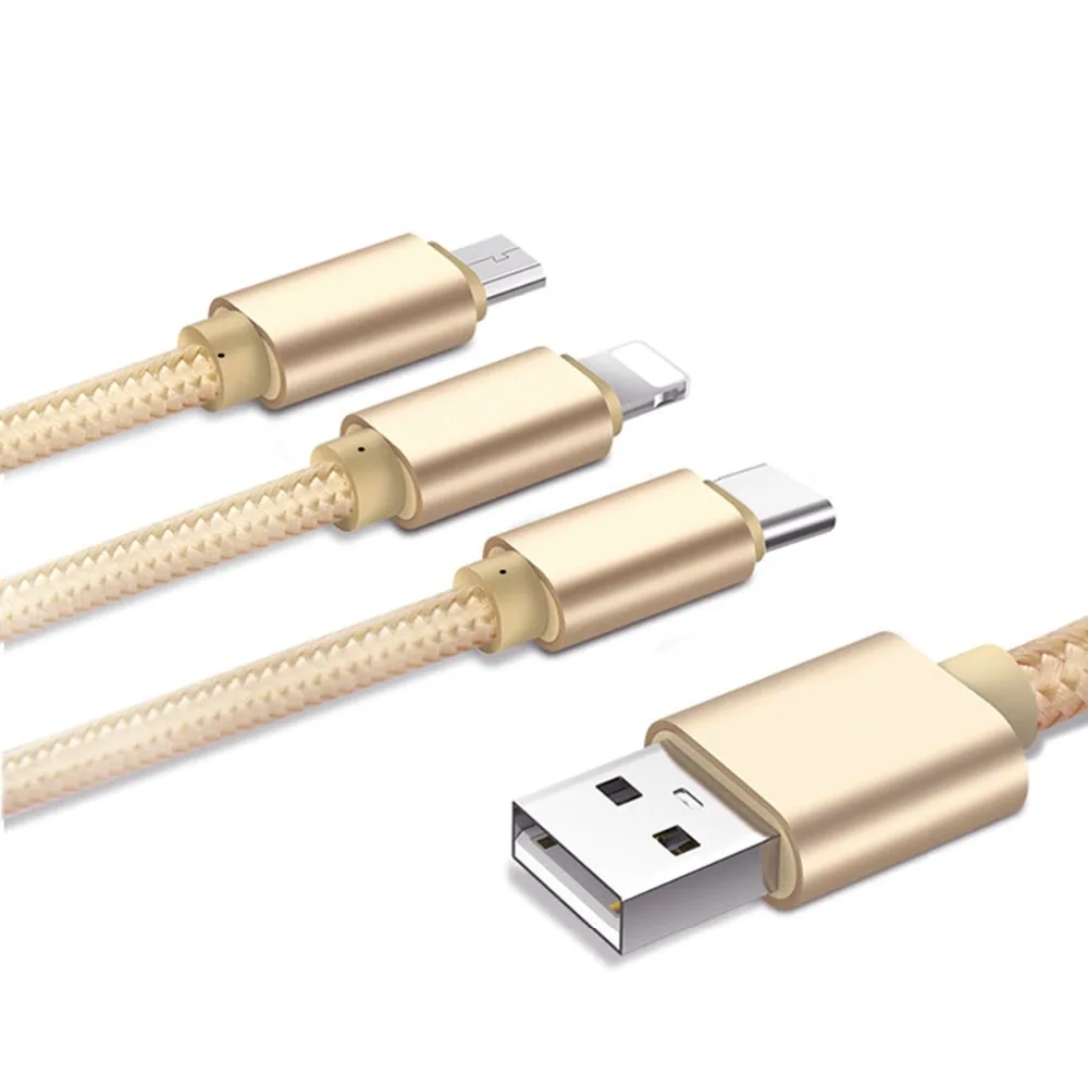 SOONHUA 3 в 1 USB Зарядное устройство кабель для iPhone кабель с разъемом микро-USB типа C для samsung Мобильный телефон Xiaomi нейлоновое плетеное зарядное