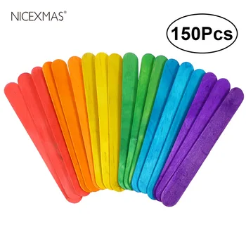 

150PCS Natural Jumbo Colored Wood Craft Sticks Popsicle Wood Colored Craft Stick for DIY Crafts Creative Designs (Colorful)