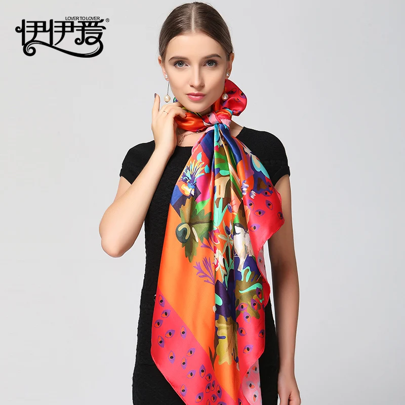 high quality silk scarf square 110*110 cm pure silk scarf women 2016 ...