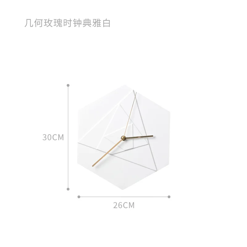 Скандинавские керамические настенные часы простые креативные абстрактные шестиугольные художественные настенные часы украшение дома и офиса - Цвет: Белый