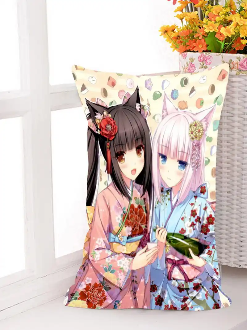 Oct Home Textile Nekopara Anime Chocolat Vanilla Kimono 45 35cm One Sided Two Sided Pillowcase Polyester Micro Suede 2wt Home Textile Vanilla Chocolatchocolat Chocolat Aliexpress