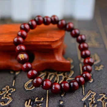 LKO Mens Women Wood Beads Bracelets Rappers Jewelry Sandalwood Chinese Buddhist Buddha Meditation Prayer Bead bracelet