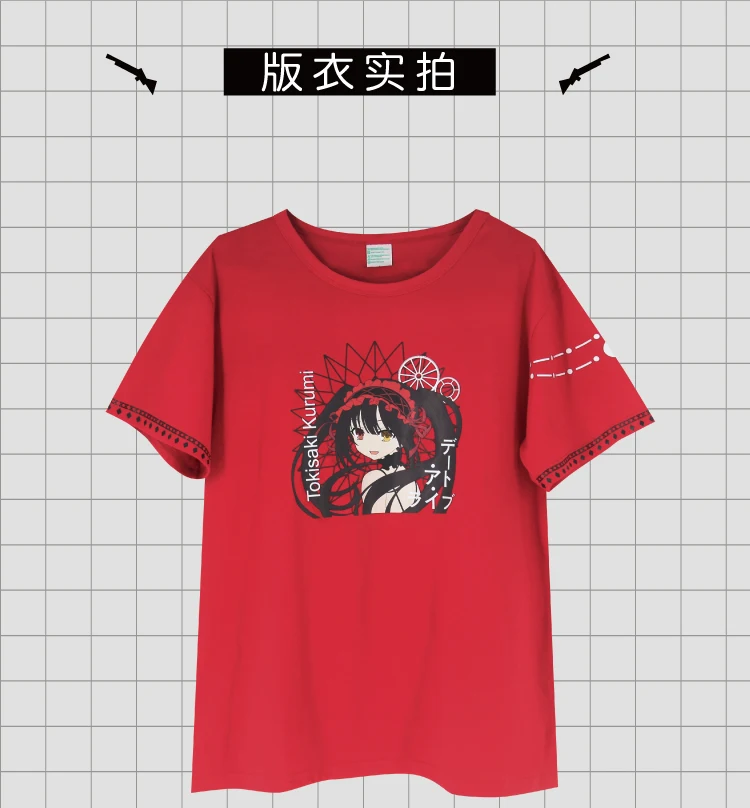 Аниме Дата A LIVE Tokisaki Kurumi Косплей красная футболка короткий рукав комбинезон капри брюки летний женский костюм