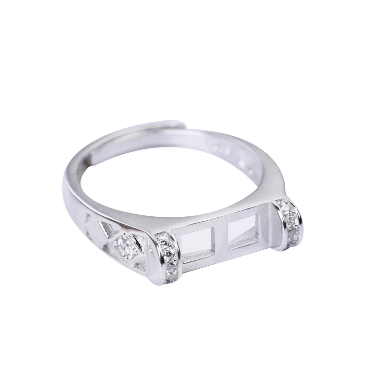

925 Sterling Silver 5x10mm Princess Cabochon Semi Mount Ring for Women Crystal Fine Jewelry Setting DIY Stone