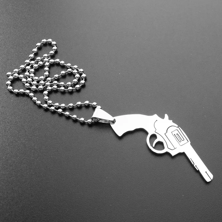 10PCS Stainless Steel Machine Uzi Gun Necklace Pistolet Sniper Weapon Bullet Pistol Revolver Pendant Necklaces for Men Women