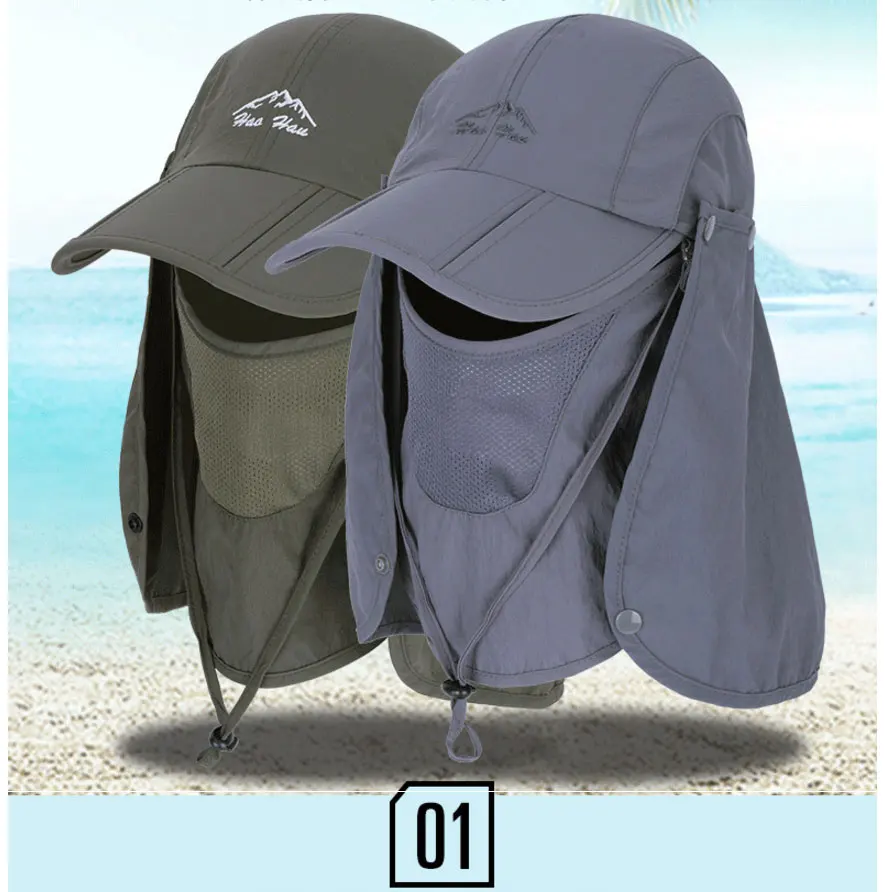 Солнцезащитные кепки с клапаном, УФ 360, защита от солнца, UPF 50+, съемные складные кепки для мужчин и женщин