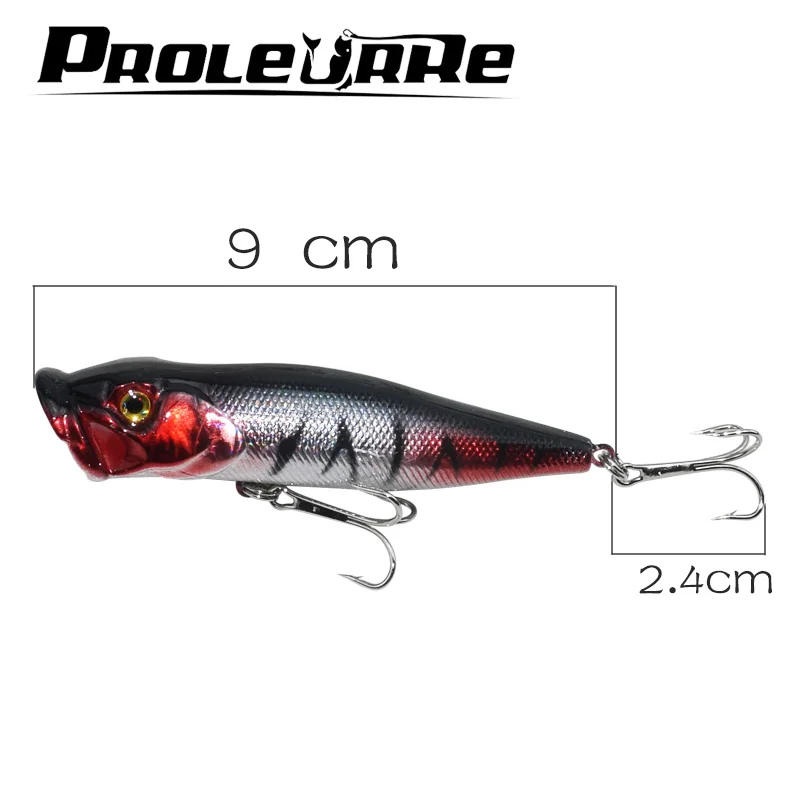 Proleurre 1pcs Floating Wobbler Fishing Tackle 9cm 12.5g 3D eyes Popper for fishing Artificial Crankbait Lures Pesca Minnow Isca
