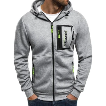 

ZOGAA Men hoodies hooded sweatshirts Black Gray Zipper patchwork casual sportswear male clothing Young Fashion