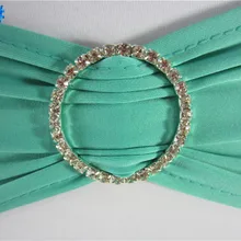 Бирюзовые эластичные ленты из лайкры с пряжкой из горного хрусталя/эластичная Подвязка из спандекса для стула с бриллиантами для банкетных стульев