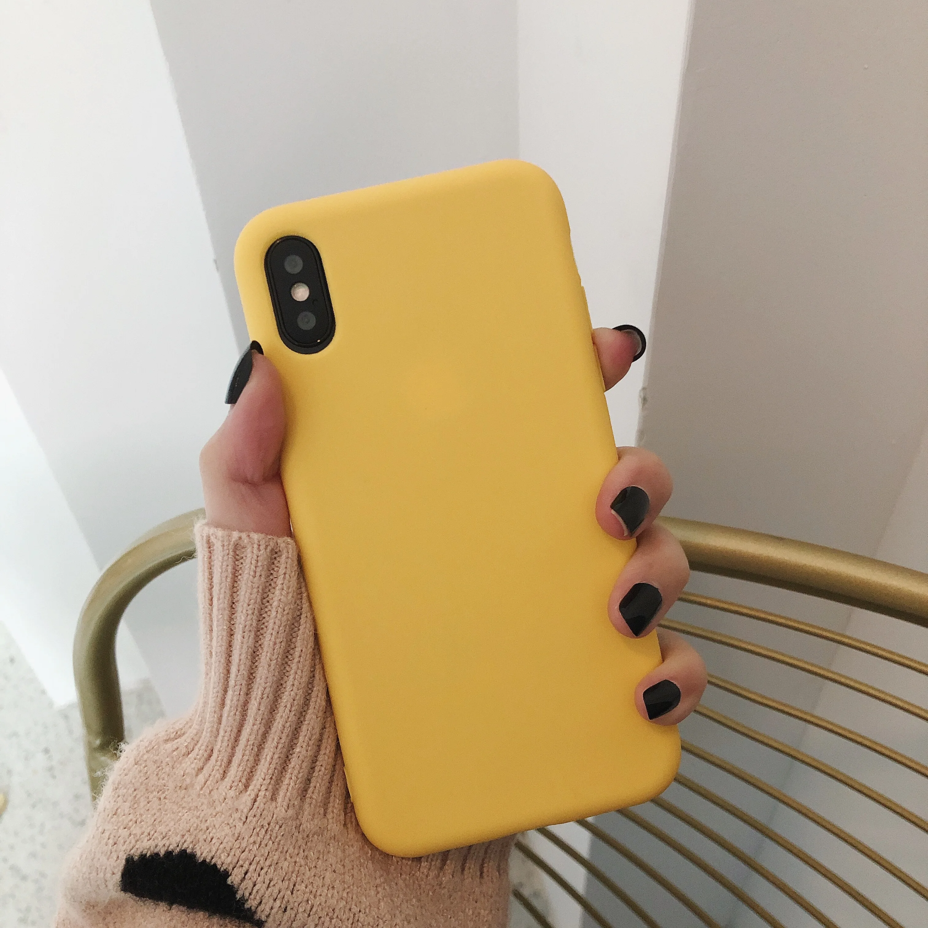 HYSOWENDLY ЧЕХОЛ ДЛЯ Vivo Y65 Y66 Y67 Y81 Y83 Y85 V5 V9 тапочки однотонного яркого Цвета Мягкий ТПУ