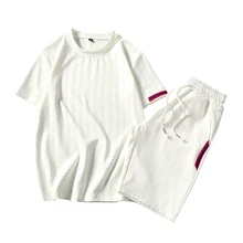 Летний повседневный костюм с футболкой для мальчиков, трендовые корейские Молодежные шорты с короткими рукавами, тонкие