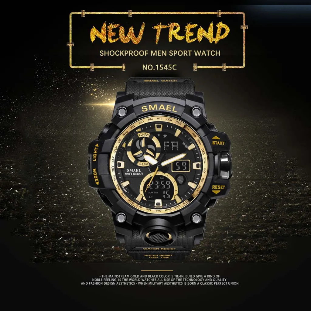 

high quality Electronic Digital Backlight Men Military LED Wrist Watch Military Waterproof Sport Watch Luminous Men's Watch