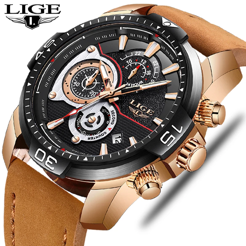 

Reloje 2018 LIGE Men Watch Male Leather Automatic date Quartz Watches Mens Luxury Brand Waterproof Sport Clock Relogio Masculino