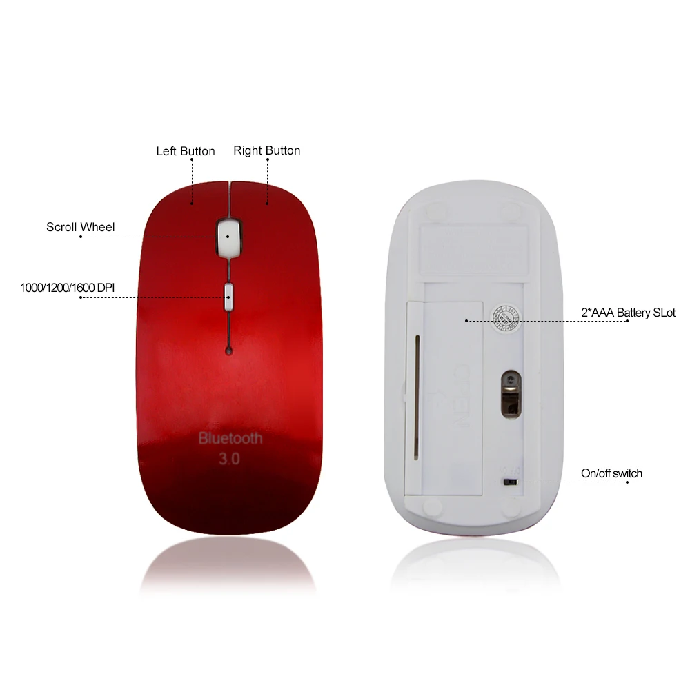 CHUYI Беспроводная Bluetooth 3 0 мышь Ультра тонкая 1000 1200 1600DPI оптическая игровая Mause