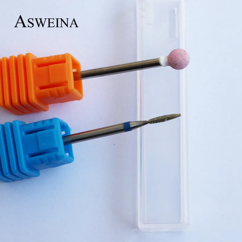 

ASWEINA 2Pcs/set Diamond Nail Drill Bit Korund Rotary Burr Milling Cutter Bit Manicure Nail Drill Accessories Nail Clean Tools