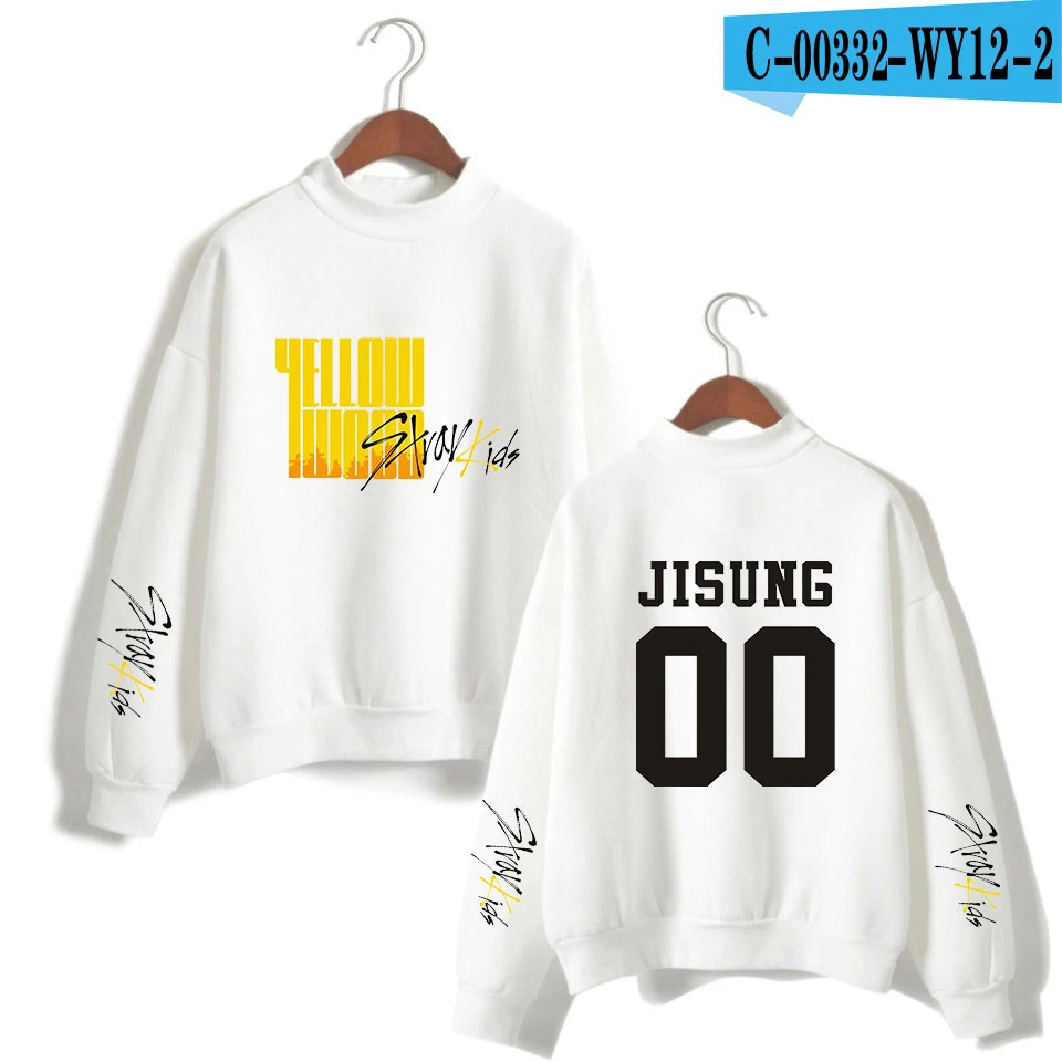 Страй дети Негабаритных Толстовки Кофты для женщин/мужчин StrayKids Kpop деревянная одежда водолазки Высокий воротник уличная - Цвет: picture color