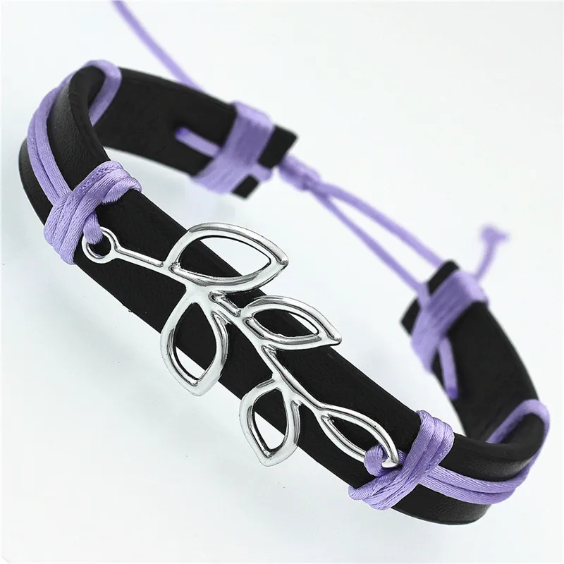 GO MAX DGW кожаные браслеты с листьями для мужчин и женщин Pulseira Masculina ювелирные